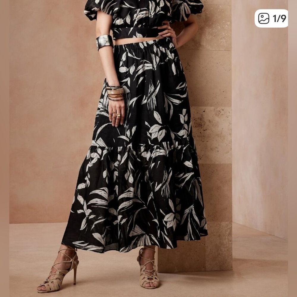 Banana Republic FINO Ramie Maxi Skirt L